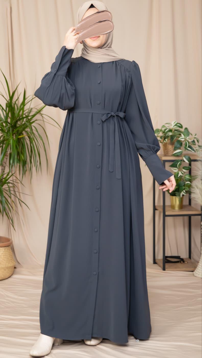 Füme Boydan Kaplama Düğmeli Ferace 5130