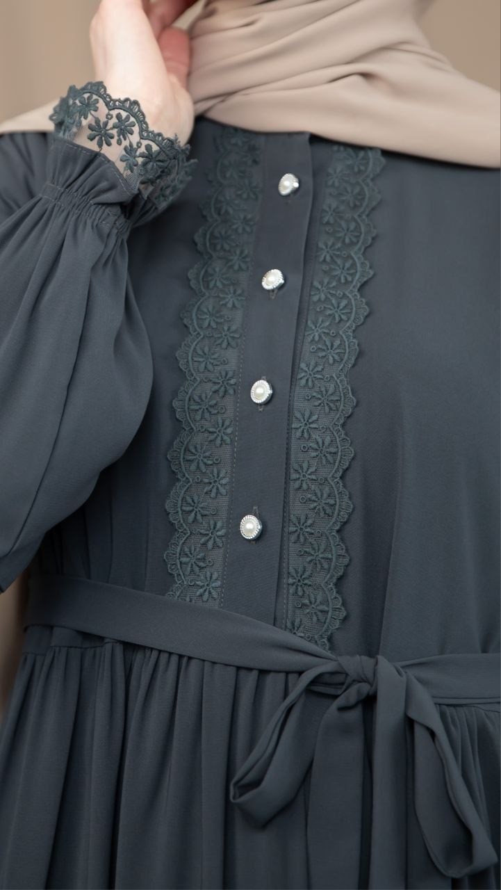 Füme Dantelli Elbise 5138