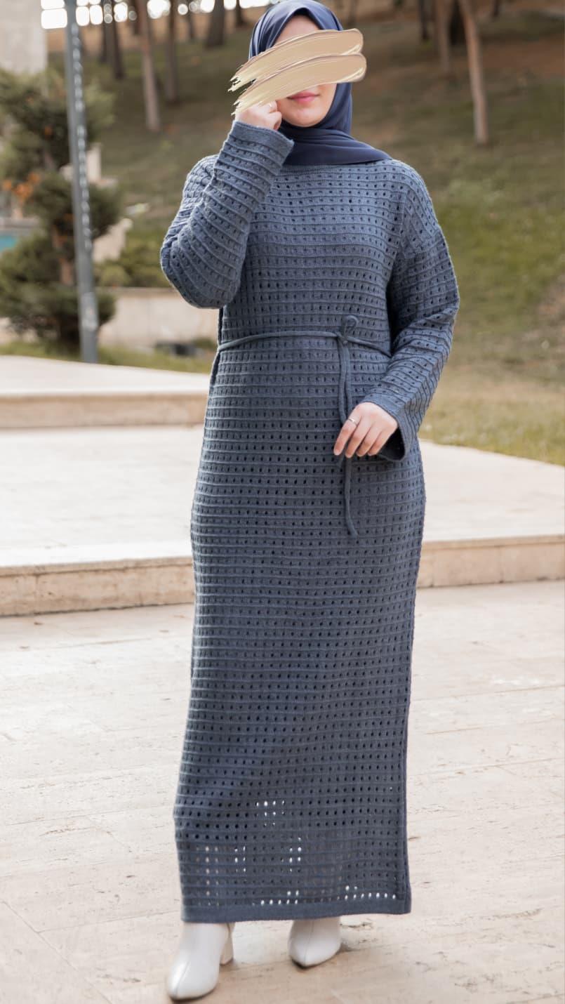 Füme Oversize Tasarım Triko Elbise