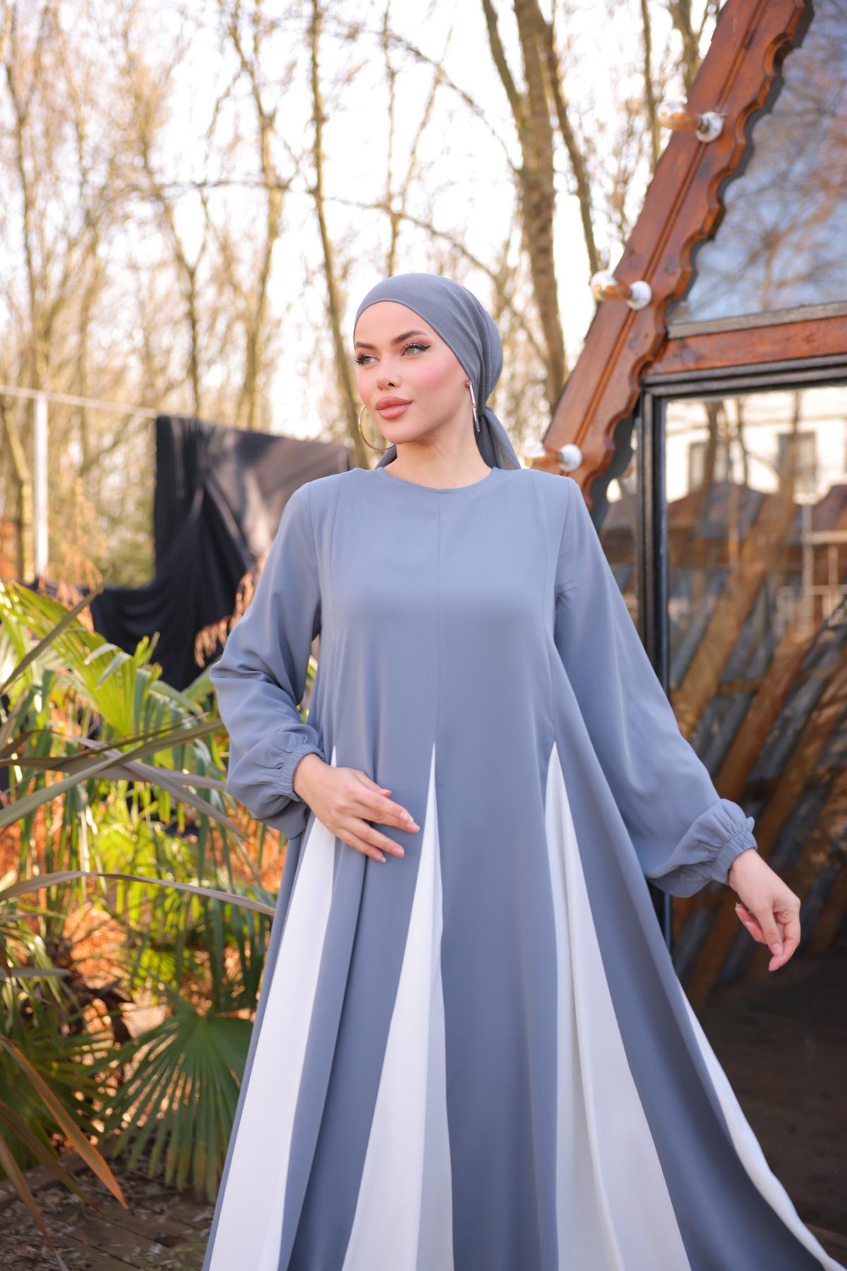 Füme Üçgen Garnili Elbise 5080