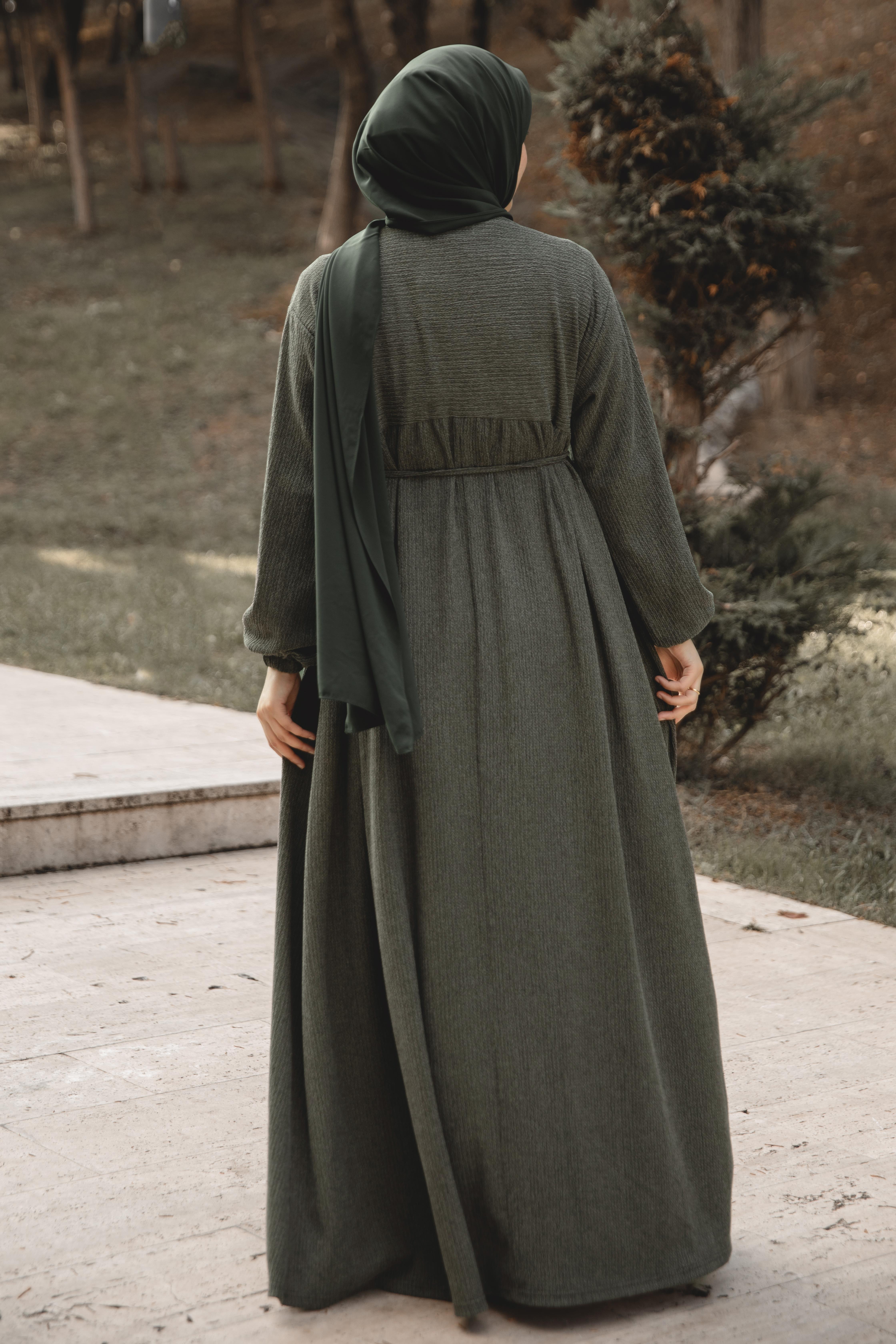 Haki Robalı Oversize Elbise Nsr 5110
