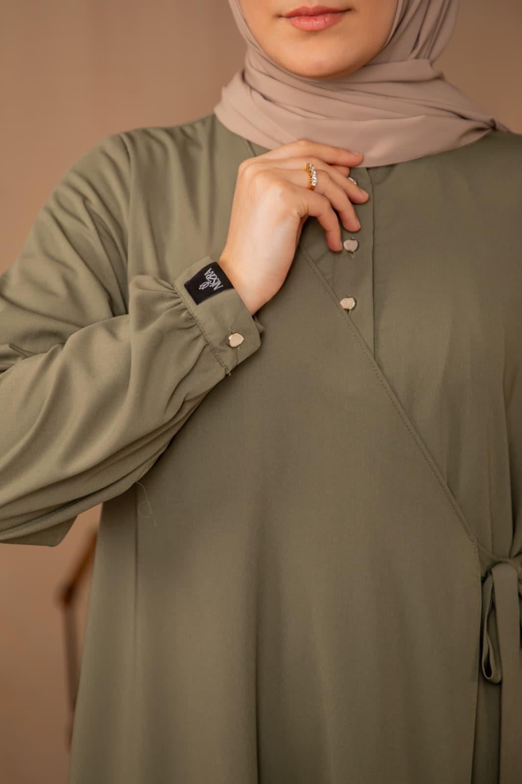 Haki Yarım Patlı Anvelop Elbise 5122