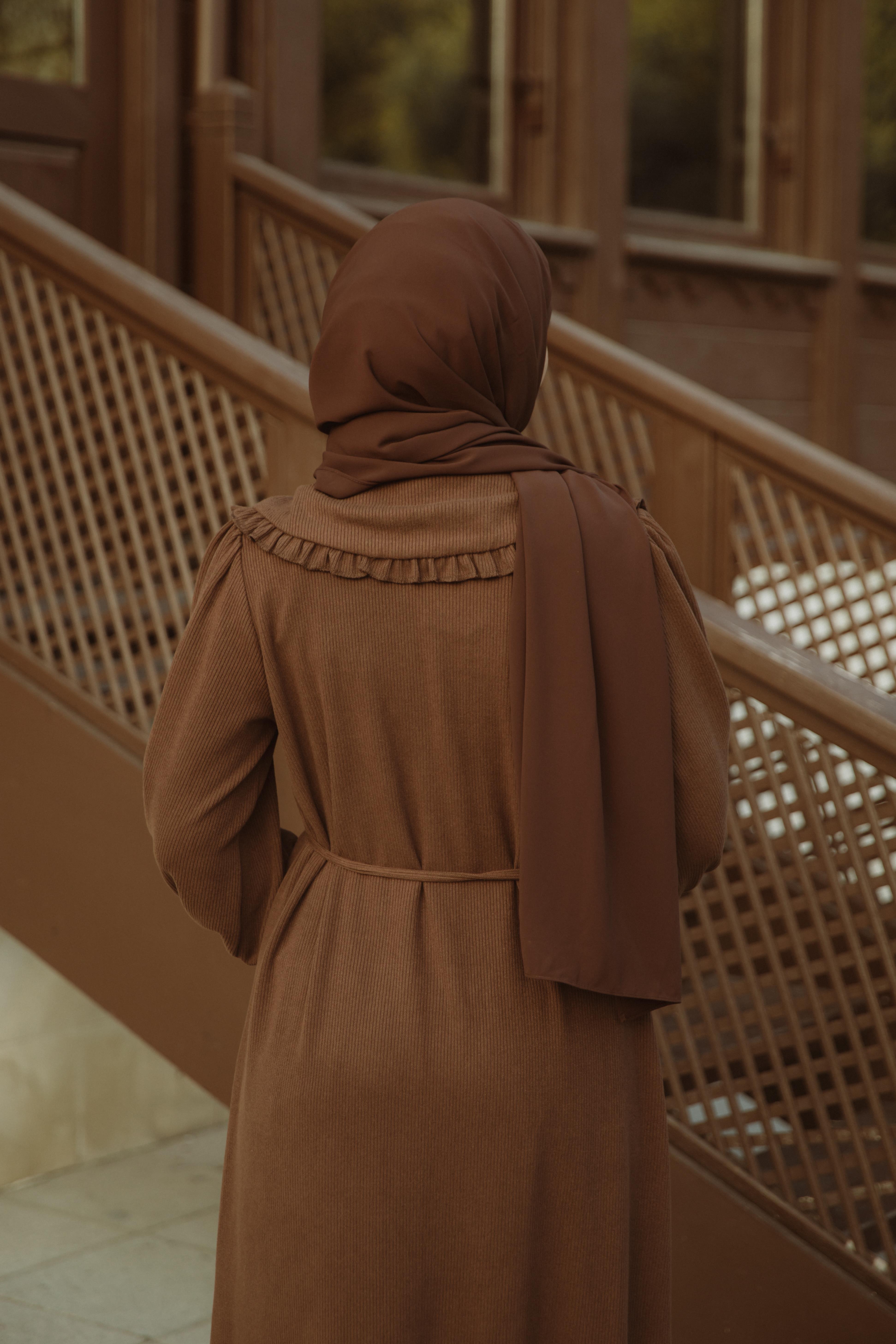 Kahverengi Bebe Yakalı Elbise Nsr 5106