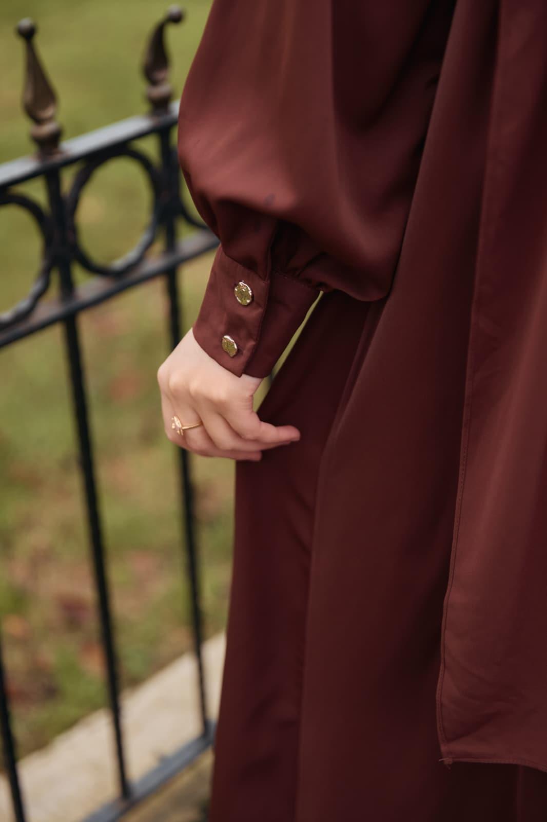 Kahverengi Volanlı Elbise 5116