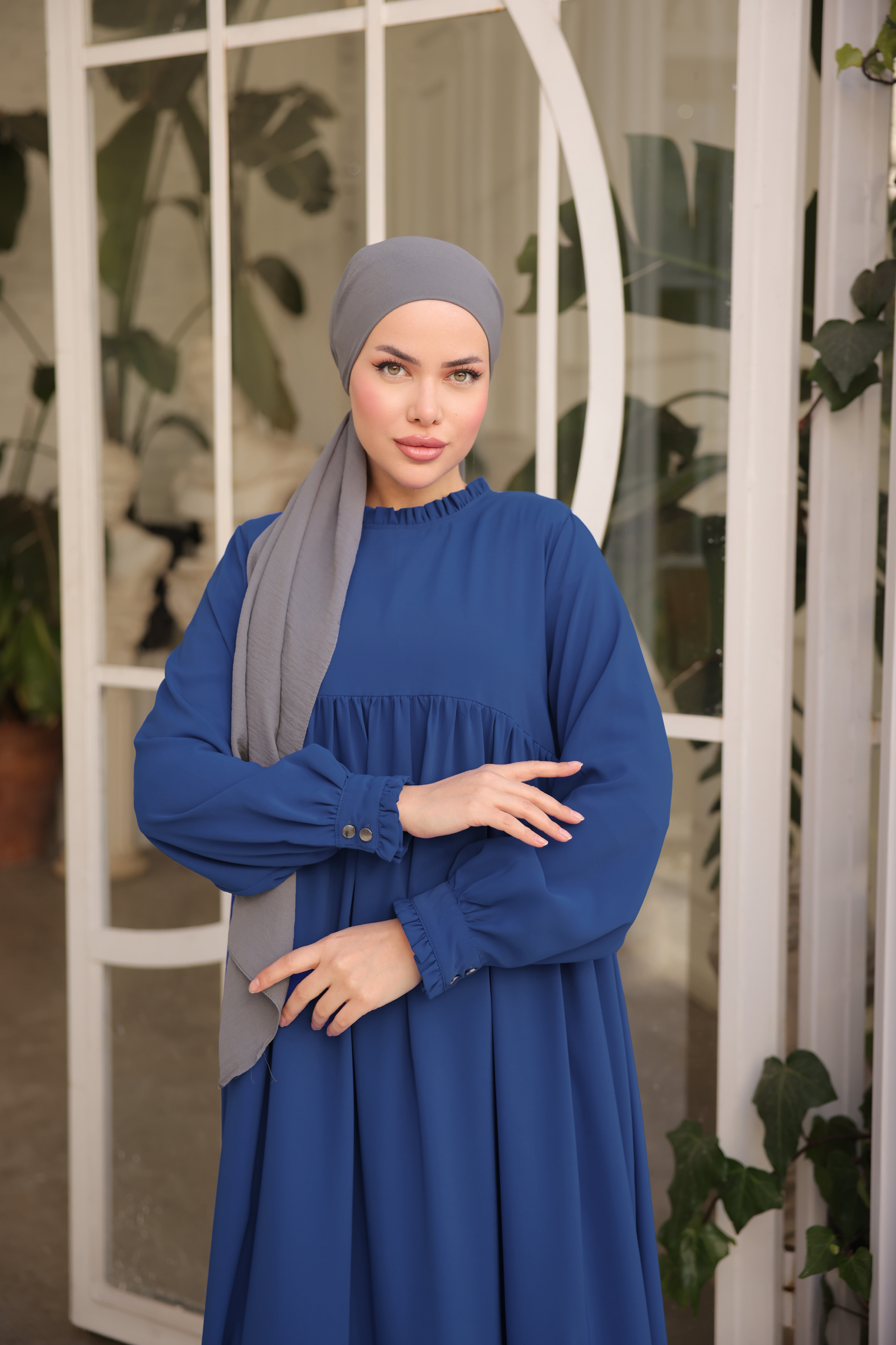 Lacivert Fırfırlı Robalı Elbise 5062