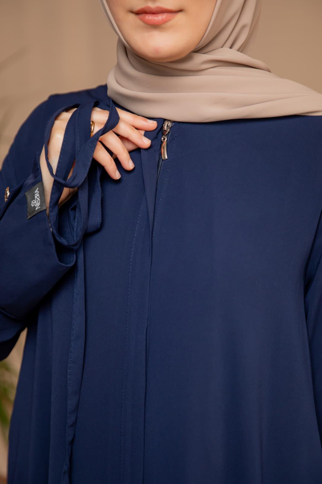 Lacivert Geniş Manşetli Ferace 5121