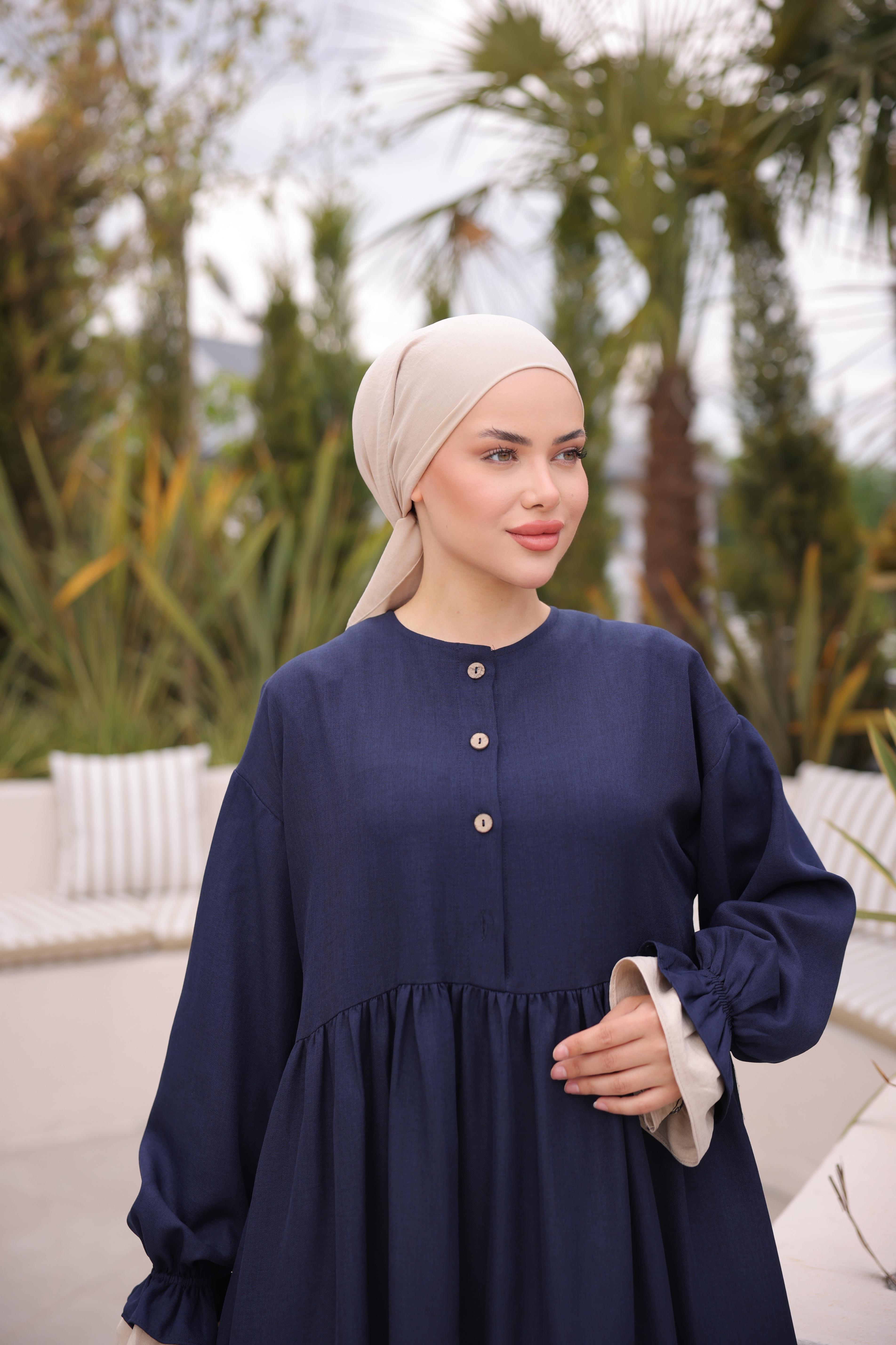 Lacivert Önlüklü Oversize Elbise 5095