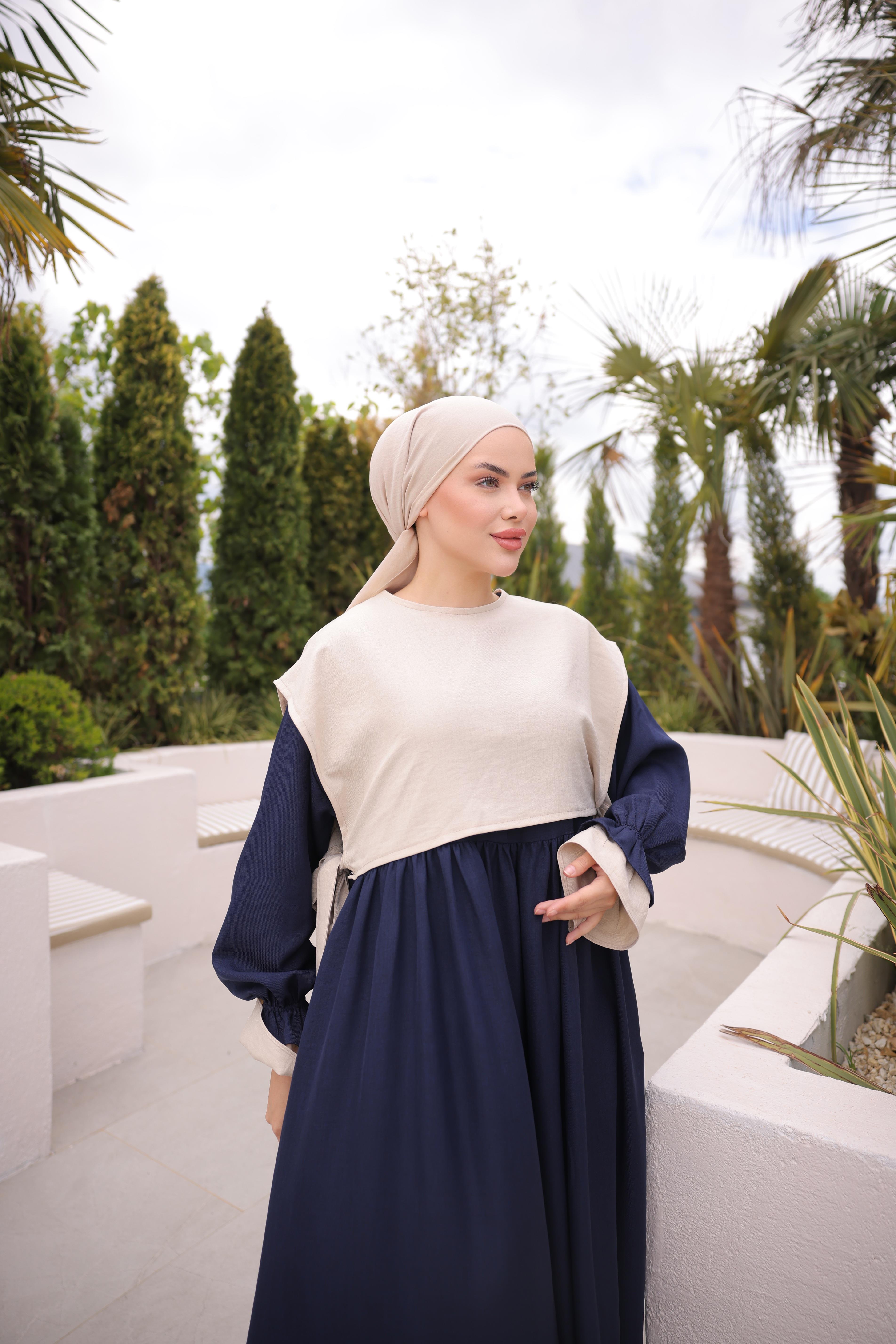 Lacivert Önlüklü Oversize Elbise 5095