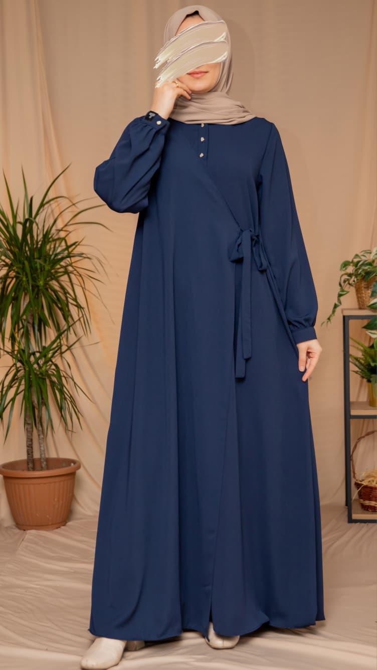 Lacivert Yarım Patlı Anvelop Elbise 5122
