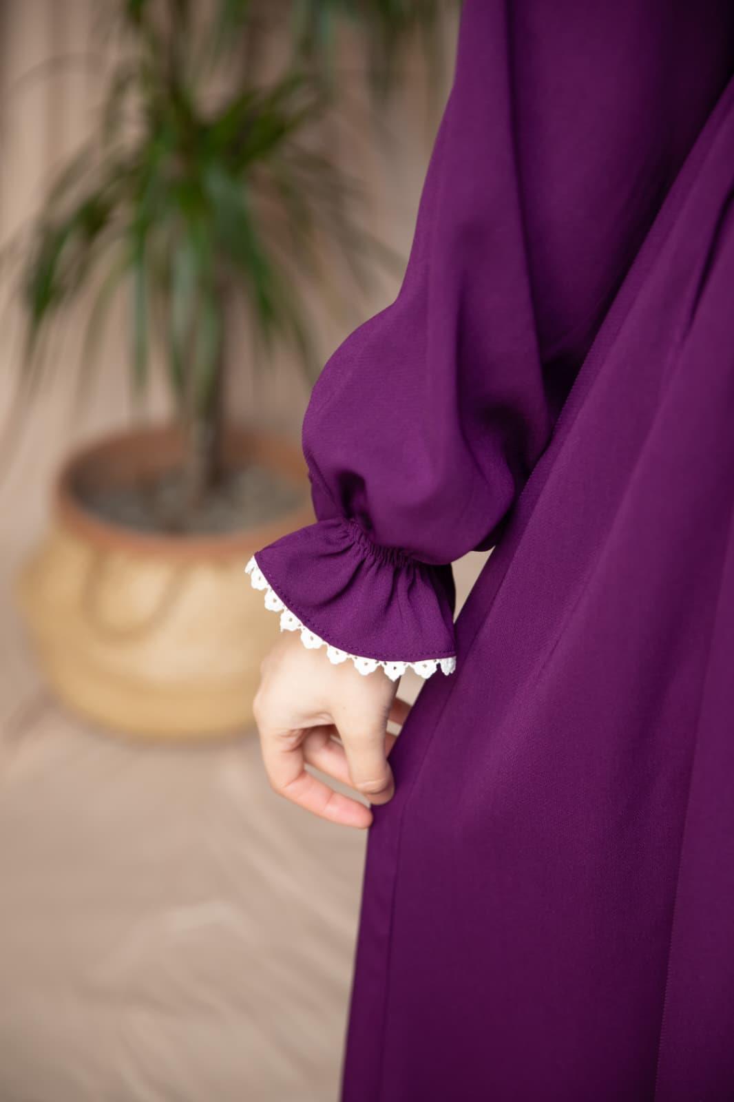 Mürdüm Dantel Detaylı Elbise 5126