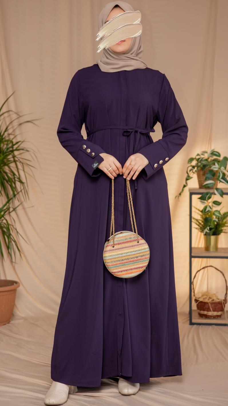 Mürdüm Geniş Manşetli Ferace 5121