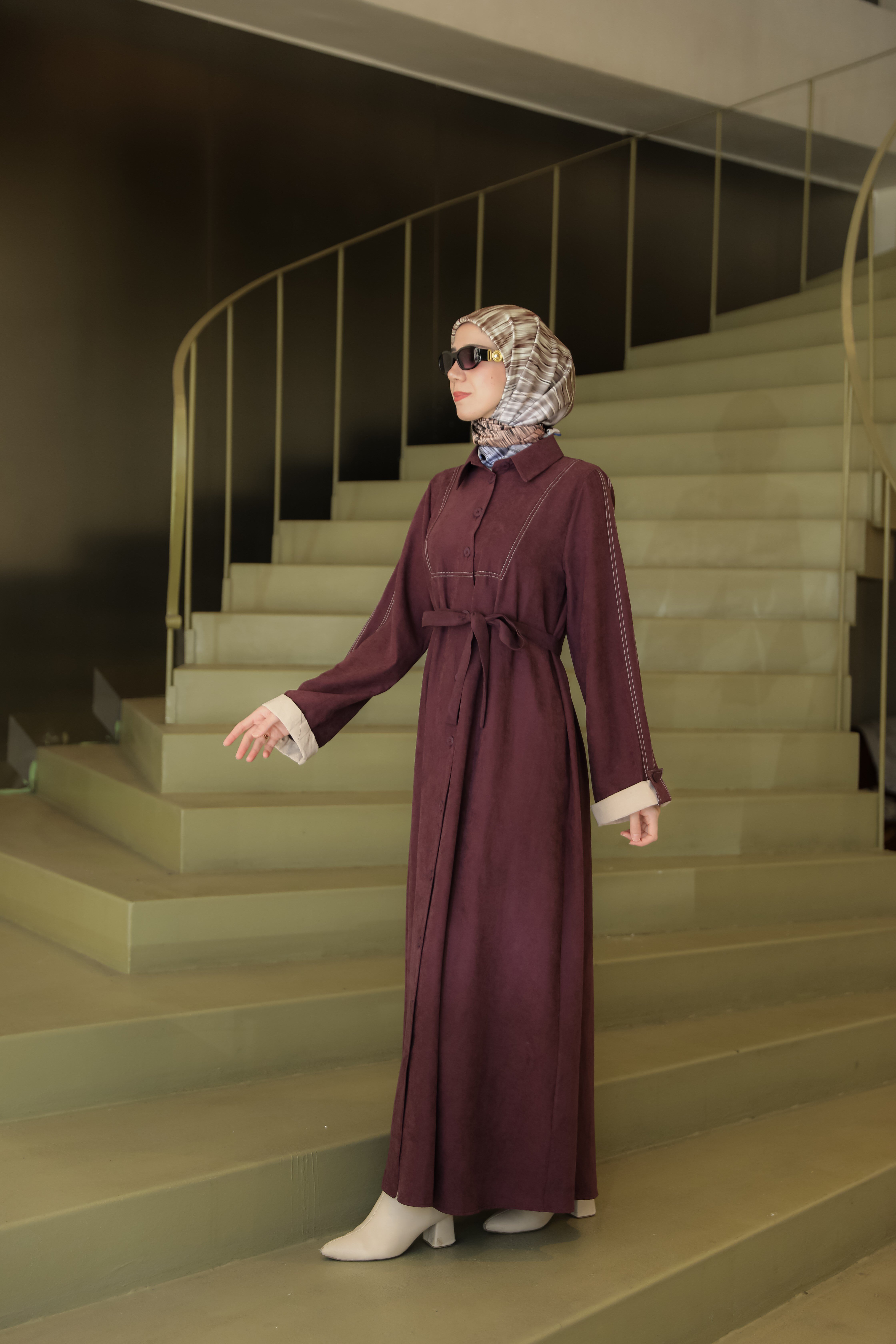 Mürdüm NSR 5166 KOL UCU GARNİLİ ELBİSE
