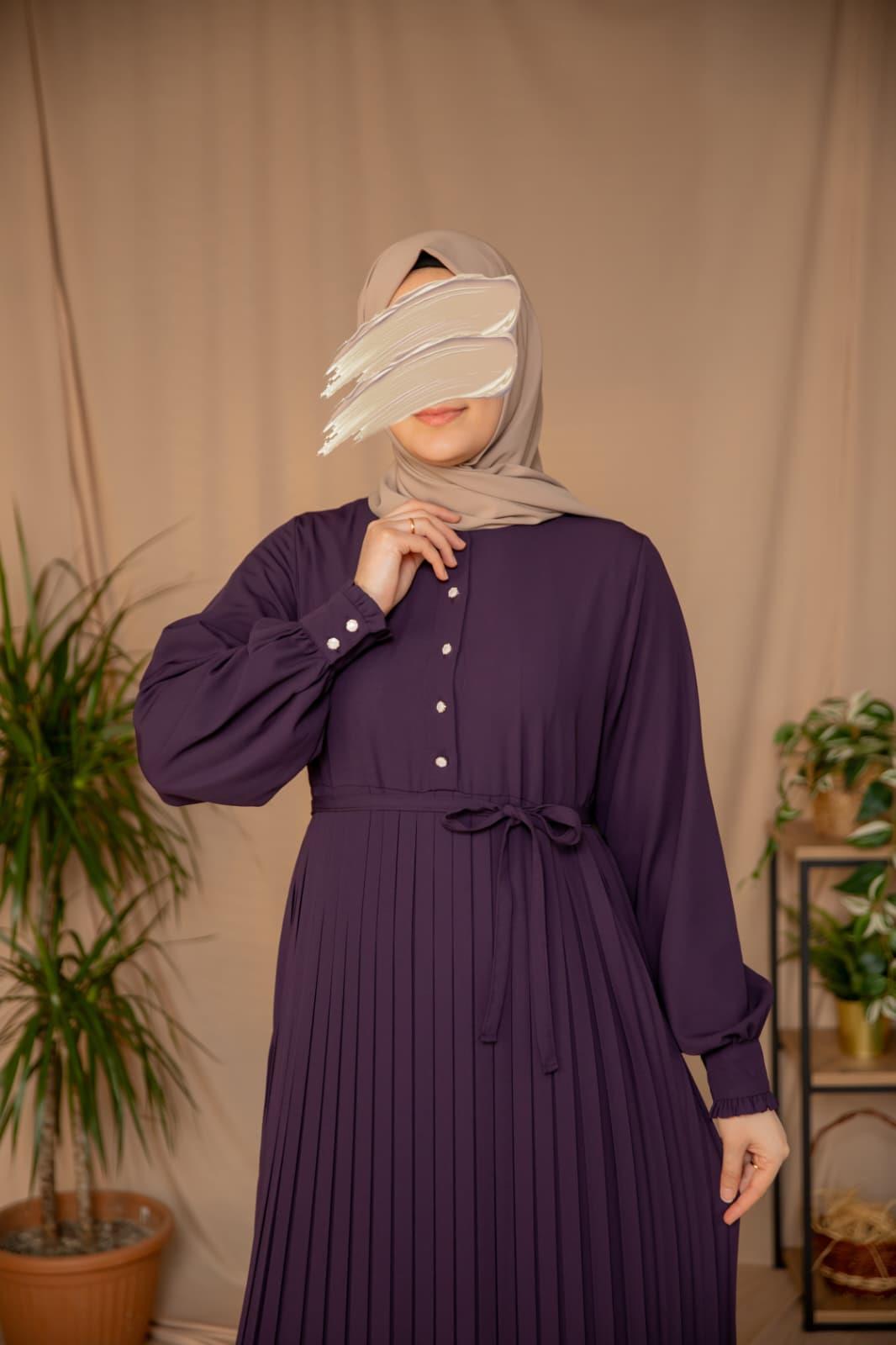 Mürdüm Pliseli elbise 5129