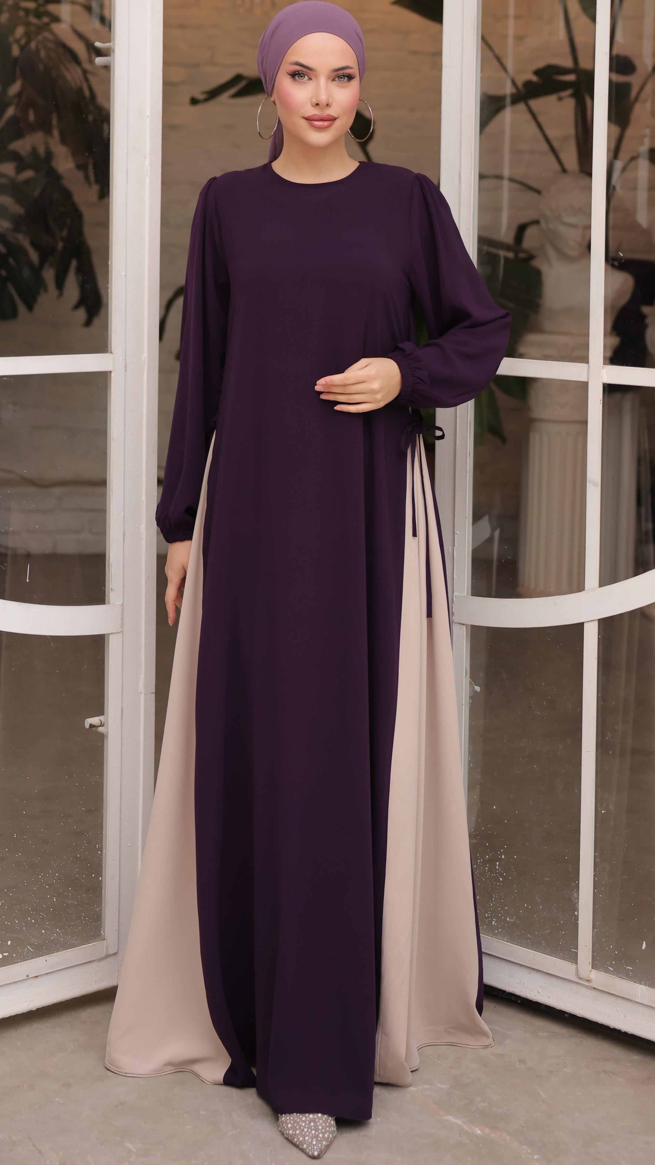 Mürdüm Yandan Garnili Elbise 5061