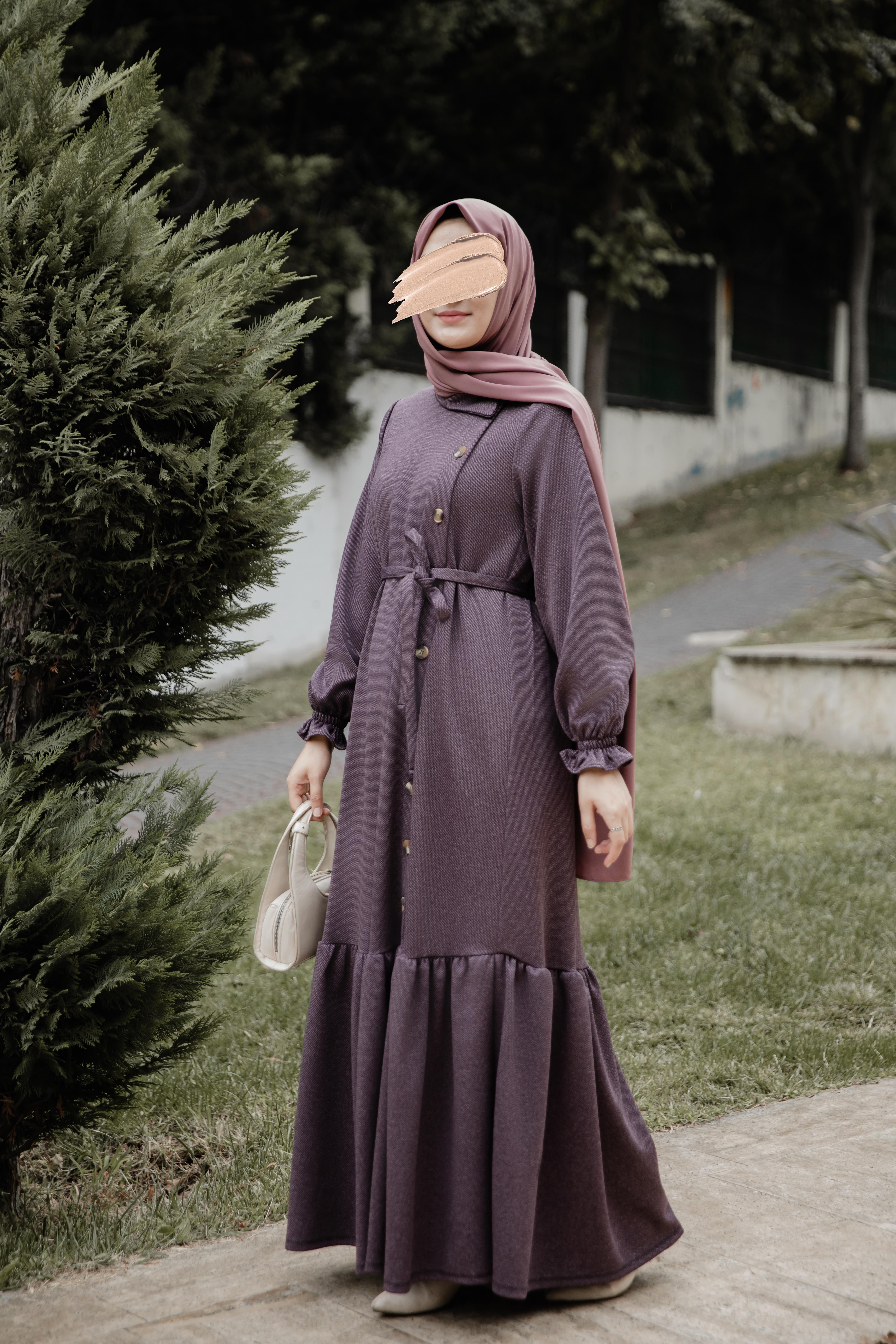 Pudra Yandan Düğmeli Elbise Nsr 5113