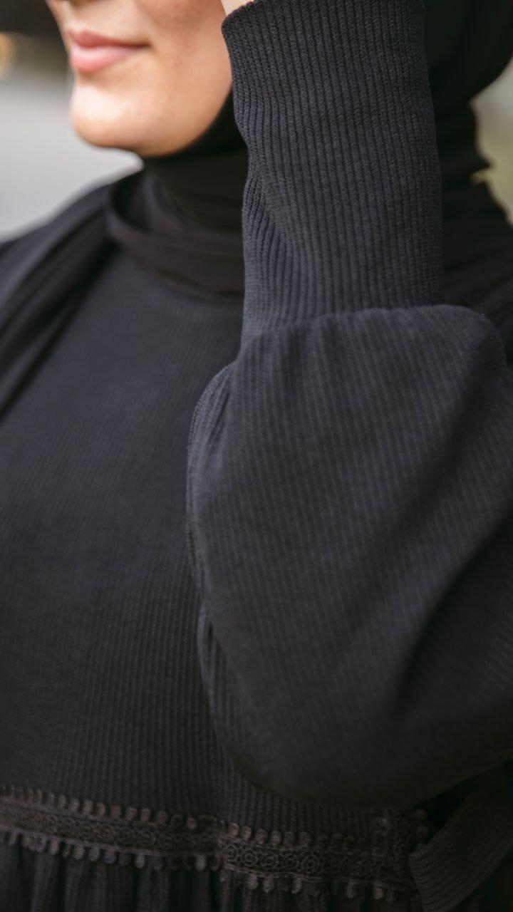 Siyah Dantelli Elbise Nsr 5105