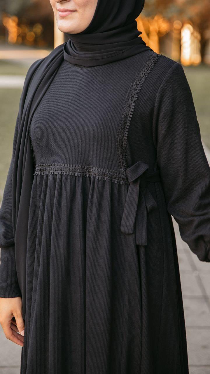 Siyah Dantelli Elbise Nsr 5105