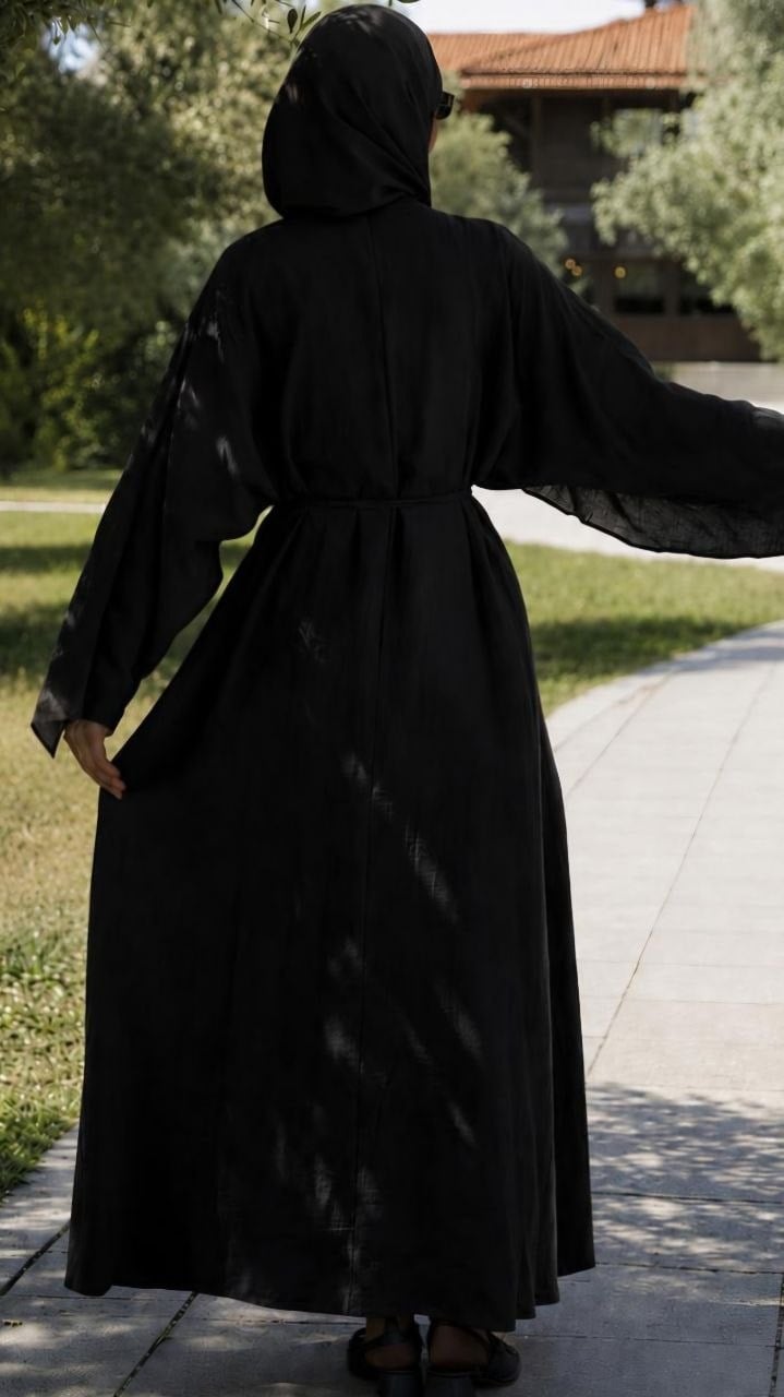 Siyah Önü Pelerinli Oversize Elbise 5156