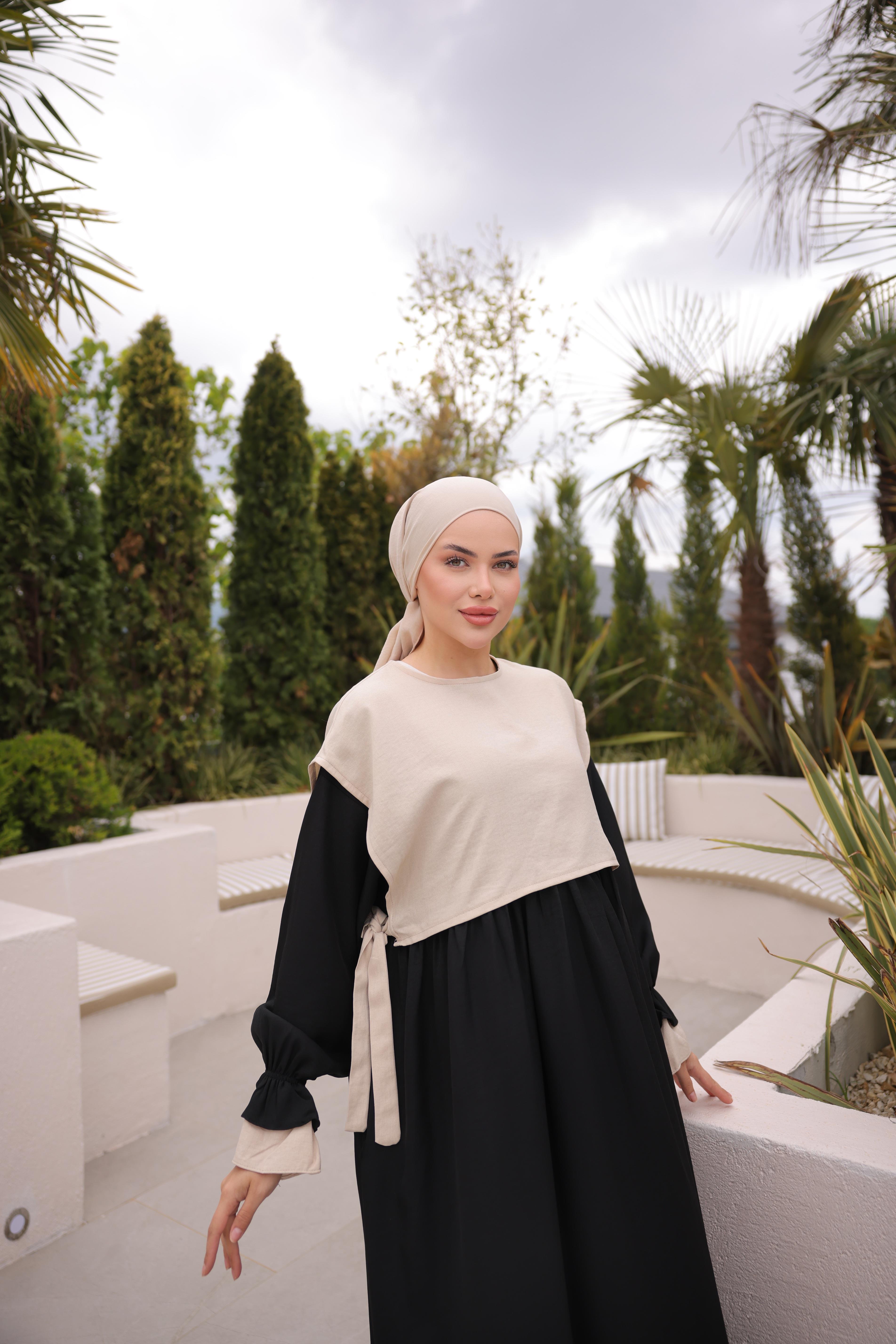 Siyah Önlüklü Oversize Elbise 5095