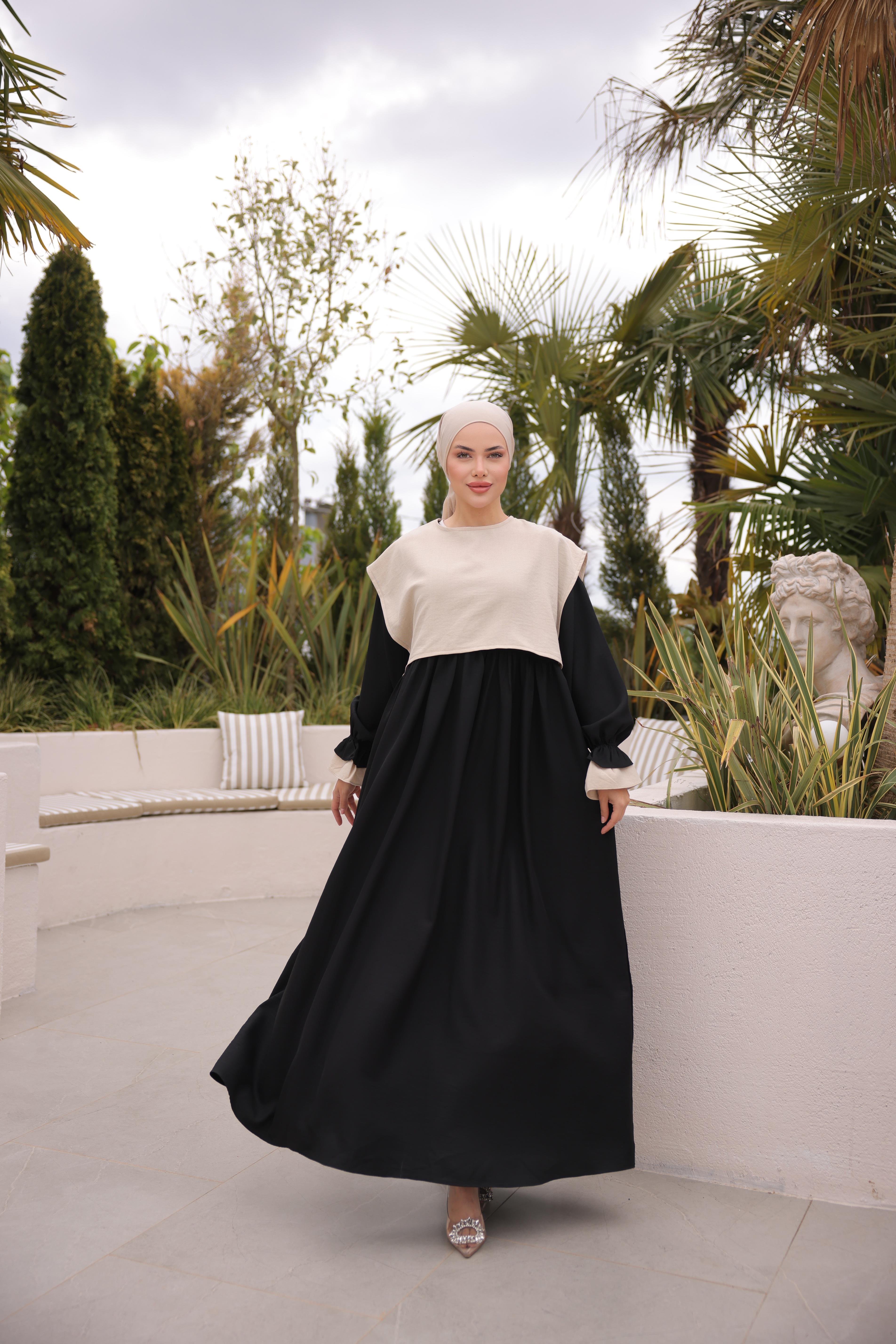 Siyah Önlüklü Oversize Elbise 5095