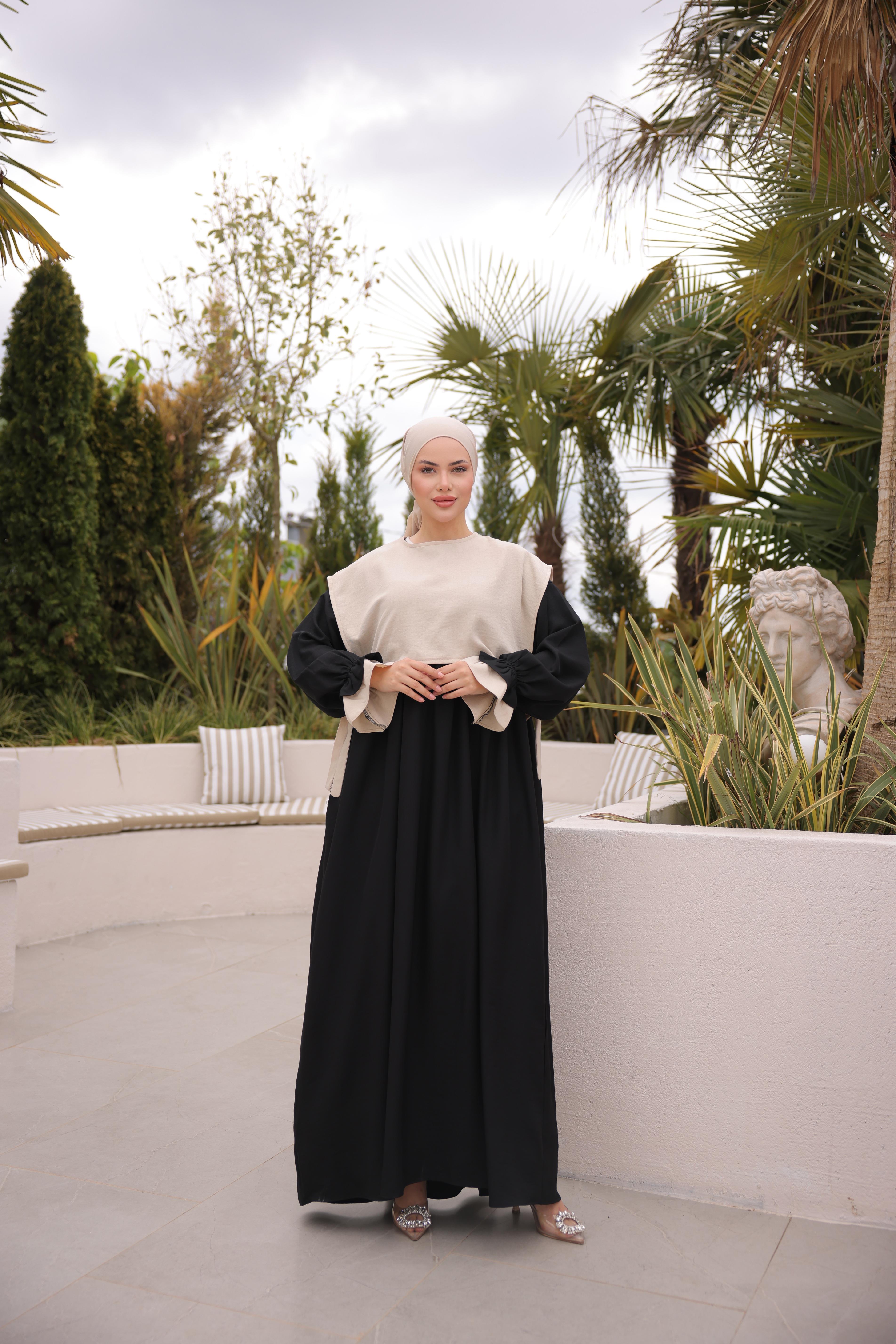 Siyah Önlüklü Oversize Elbise 5095