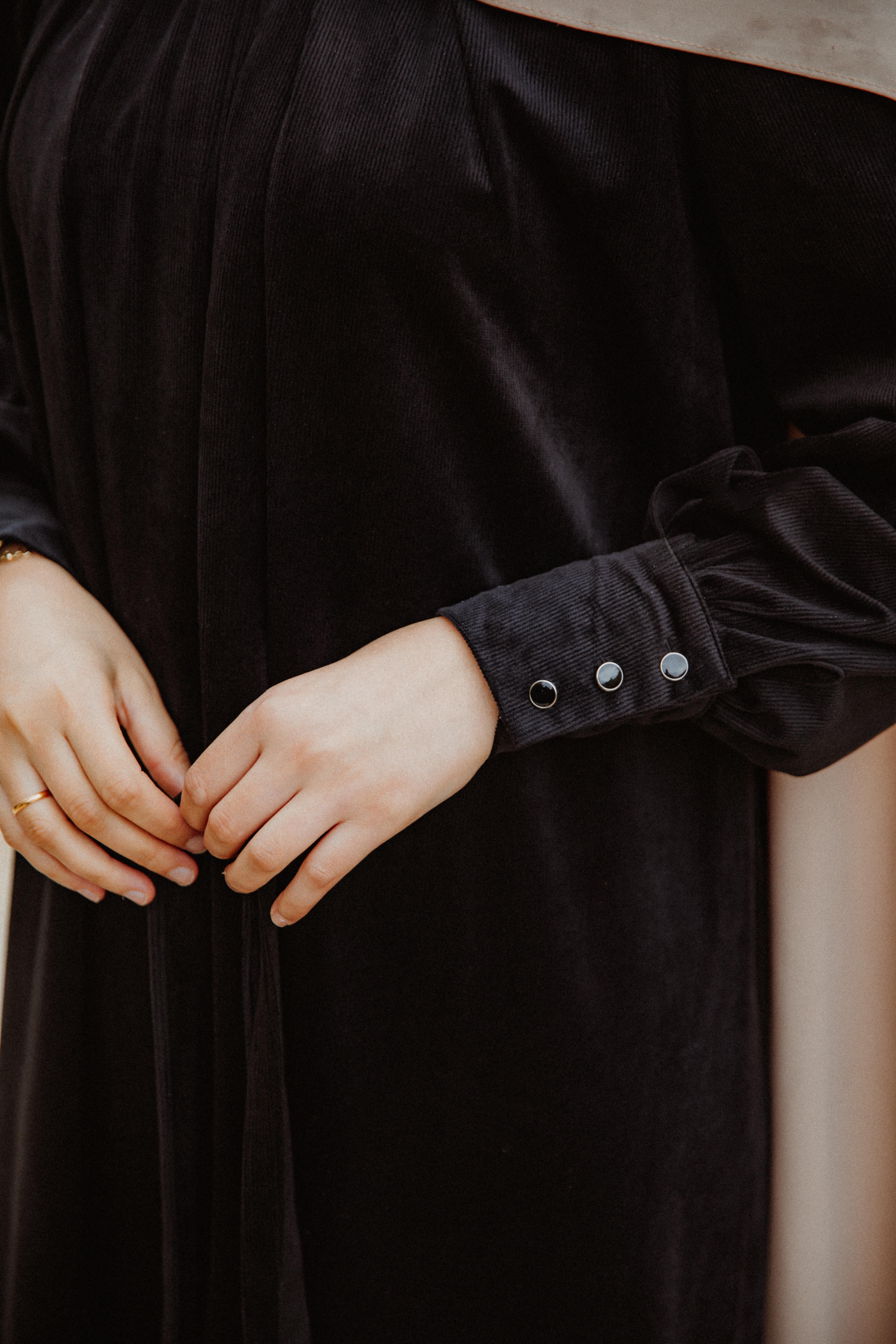 Siyah Pileli Elbise Nsr 5111