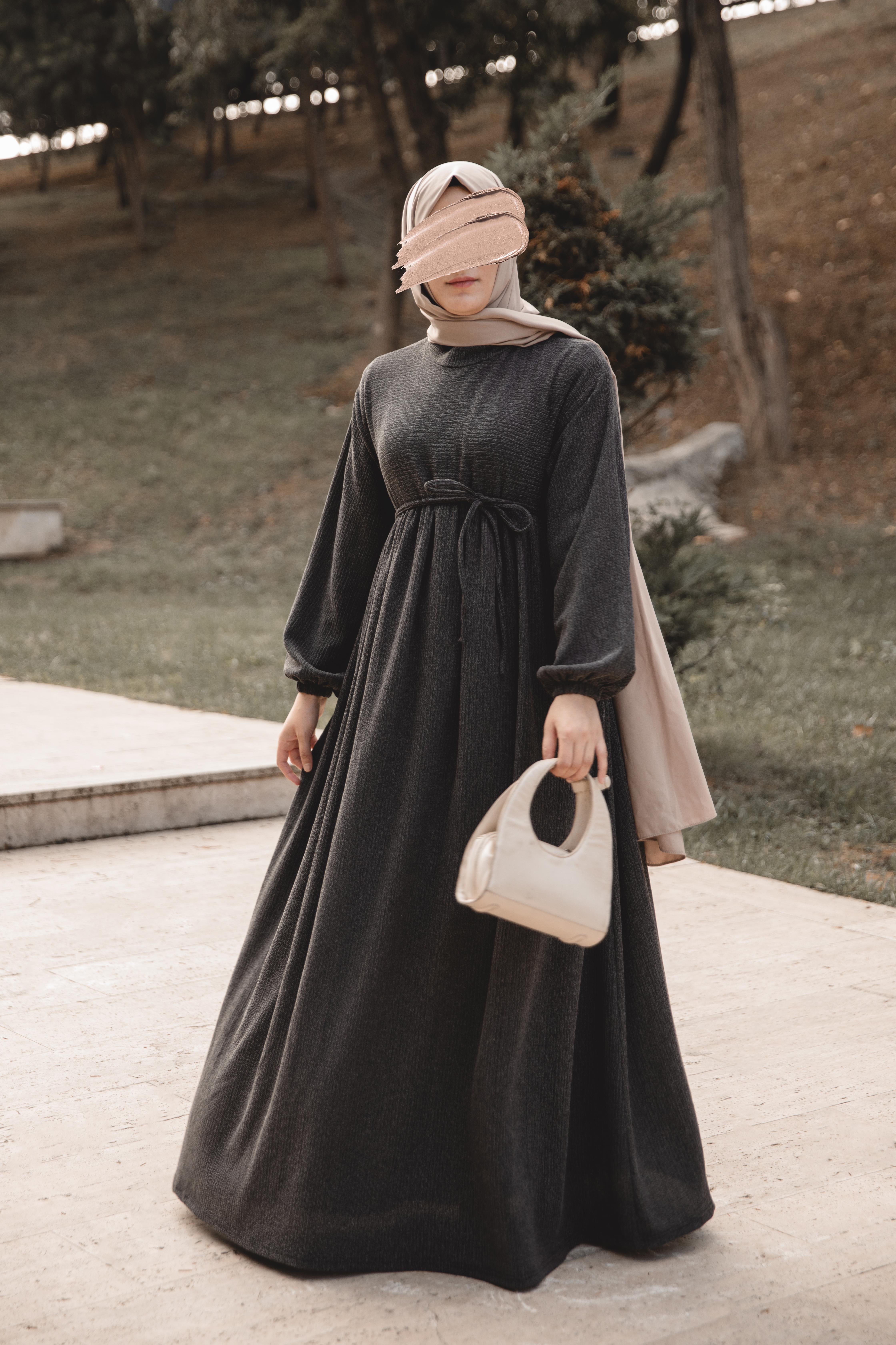 Siyah Robalı Oversize Elbise Nsr 5110