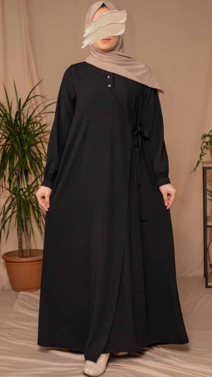 Siyah Yarım Patlı Anvelop Elbise 5122