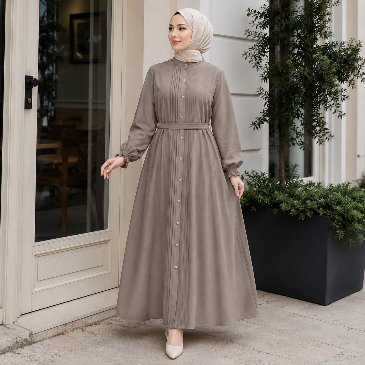 Vizon Nervürlü Çıtçıtlı Ferace 5153