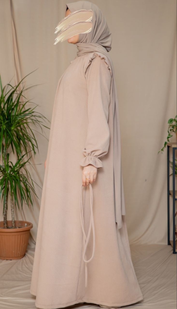 Vizon Omuzdan Fırfırlı Elbise 5128