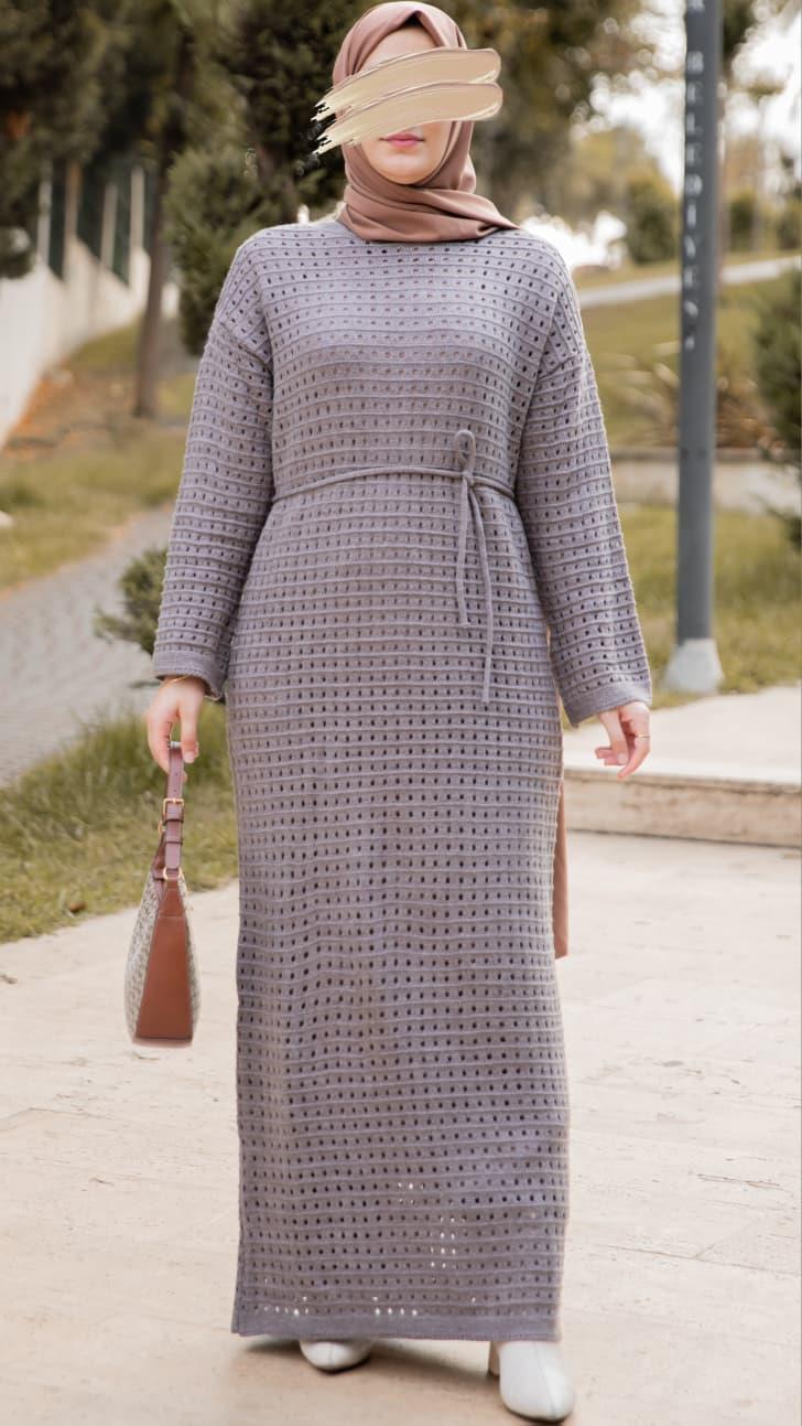 Vizon Oversize Tasarım Triko Elbise