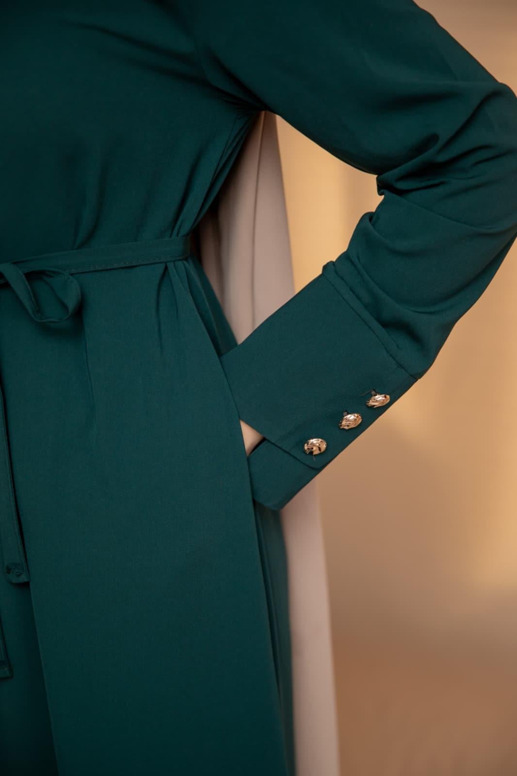 Zümrüt Yeşili Geniş Manşetli Ferace 5121