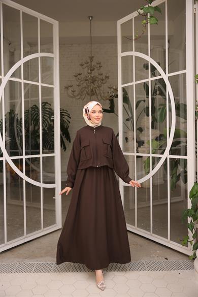 Acı Kahve Ceket Elbise Takım 5091