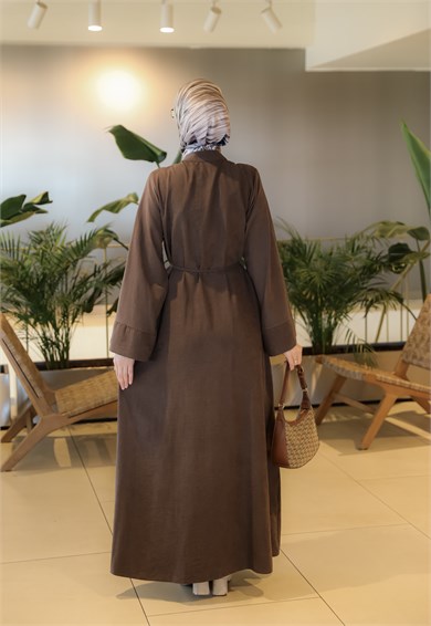 Acı Kahve NSR 5165 ÇİN DÜĞMELİ ELBİSE