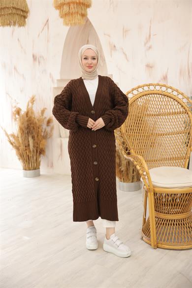 ACI KAHVE RENGİ TRİKO HIRKA