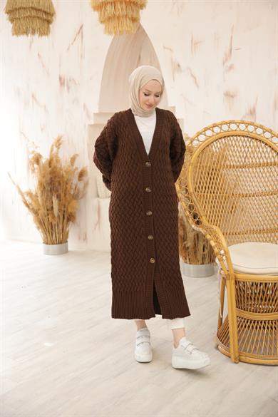 ACI KAHVE RENGİ TRİKO HIRKA