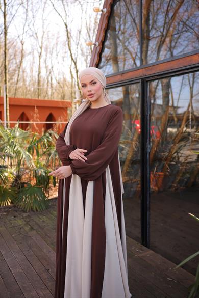 Acı Kahve Üçgen Garnili Elbise 5080
