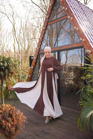 Acı Kahve Üçgen Garnili Elbise 5080