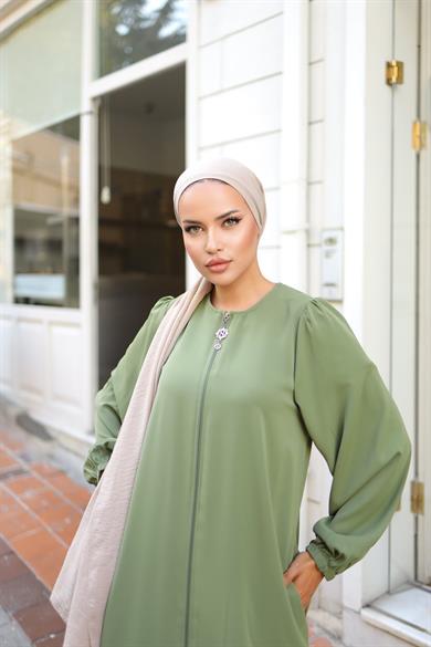 Açık Haki Basic Kalıp Düz Ferace 5037