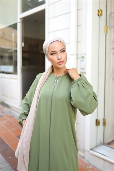 Açık Haki Basic Kalıp Düz Ferace 5037