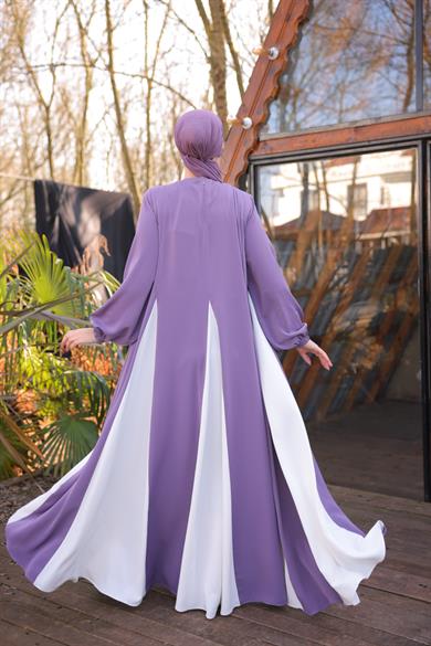 Açık Mor Üçgen Garnili Elbise 5080