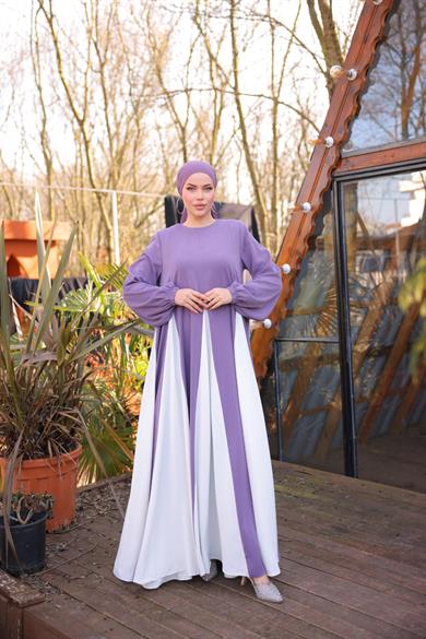 Açık Mor Üçgen Garnili Elbise 5080