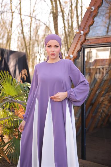 Açık Mor Üçgen Garnili Elbise 5080