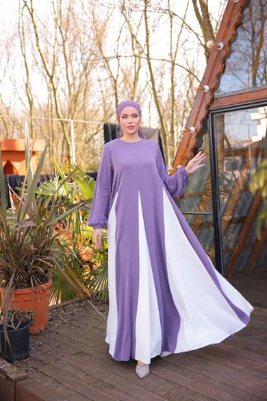 Açık Mor Üçgen Garnili Elbise 5080