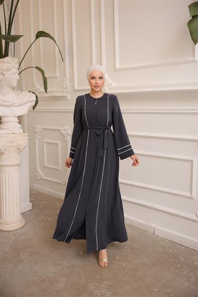 Antrasit Kol Ağzı Ve Önü Çift Biyeli Ferace 5045