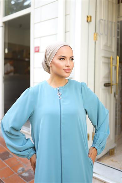 Bebe Mavisi Basic Kalıp Düz Ferace 5037