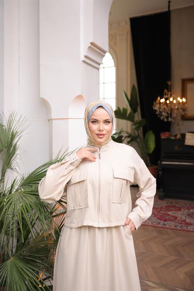 Bej Ceket Elbise Takım 5091