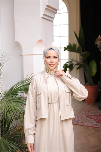 Bej Ceket Elbise Takım 5091