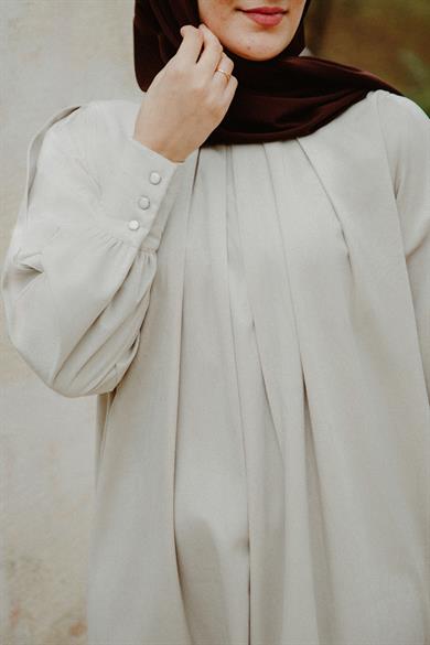 Bej Pileli Elbise Nsr 5111