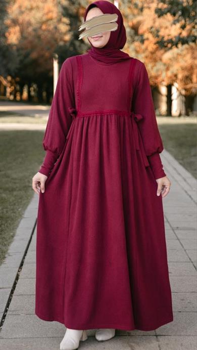 Bordo Dantelli Elbise Nsr 5105